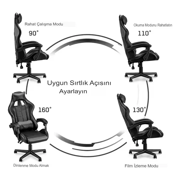 Reidan Gri Desen Profesyonel Oyuncu Koltuğu Gaming Kol Ayarlı Yönetici Ofis Koltuğu Sandalyesi - 0315 Gri - Görsel 2
