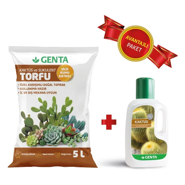 Genta Kaktüs Bakım Paketi - Kaktüs Toprağı - Kaktüs Besini - Görsel 2