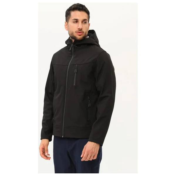 Çağdaş İş Güvenliği Ekipmanları Softshell Siyah Rüzgar ve Yağmur Geçirmez Kapüşonlu Mont - Görsel 2