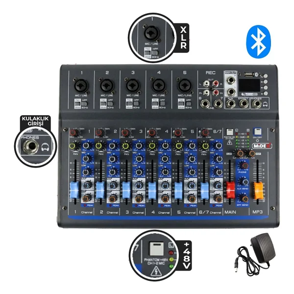 Midex Mdx-07fxu 7 Kanal Ses Mikseri - Görsel 2
