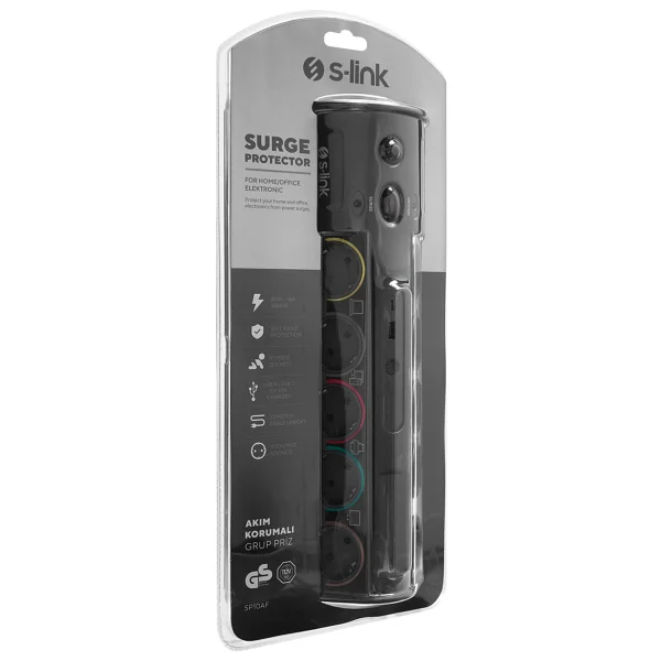 S-Link Swapp Sp10af 1800 Joule Anahtarlı Usb'li 1.8 M 10'lu Akım Korumalı Priz - Görsel 8
