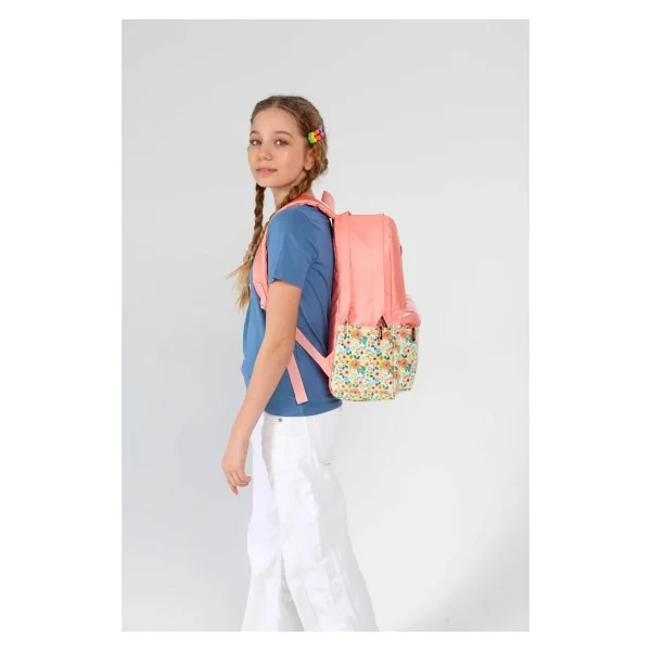 Kaukko K1734 Soft Floral Salmon Okul Sırt Çantası - Görsel 2