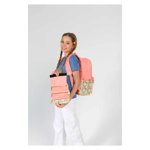 Kaukko K1734 Soft Floral Salmon Okul Sırt Çantası - Görsel 5