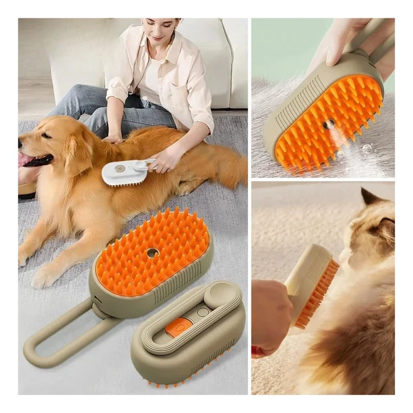 Buffer Buffer Saplı Su Püskürtmeli Kedi Köpek Fırçası Masaj Etkili Tüy Toplama Tarağı - Görsel 2