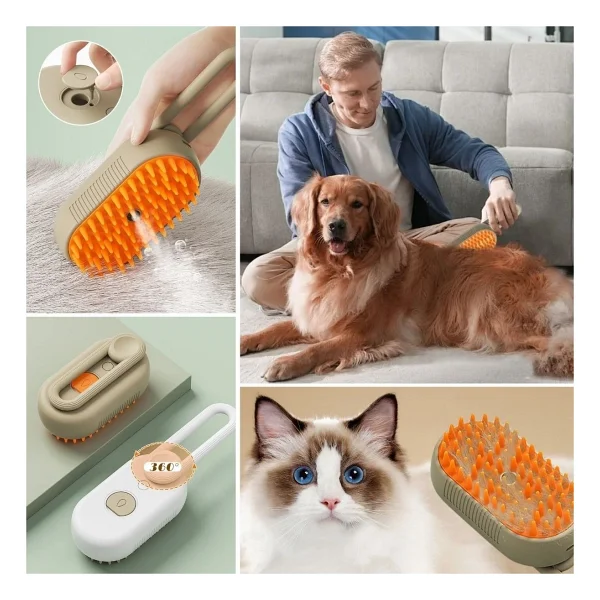 Buffer Buffer Saplı Su Püskürtmeli Kedi Köpek Fırçası Masaj Etkili Tüy Toplama Tarağı - Görsel 4