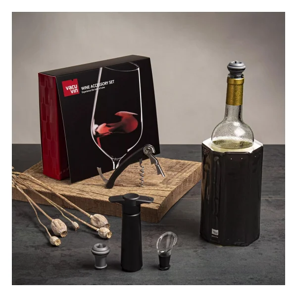 Vacu Vin Şarap Aksesuar Seti (Tirbüşon, Soğutucu, Servis, Vakum Set, Stoper), Kutulu (68897606) - Görsel 4