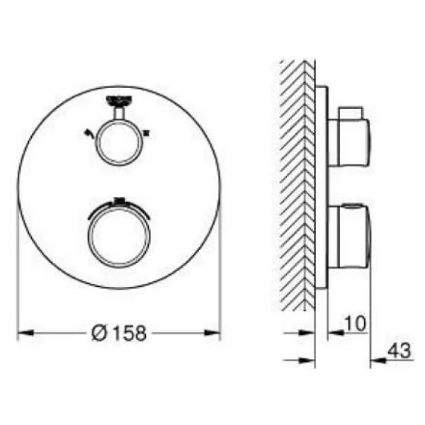 Grohe Grohtherm 1022082430 2 Çıkışlı Divertörlü Termostatik Banyo Bataryası - Görsel 5