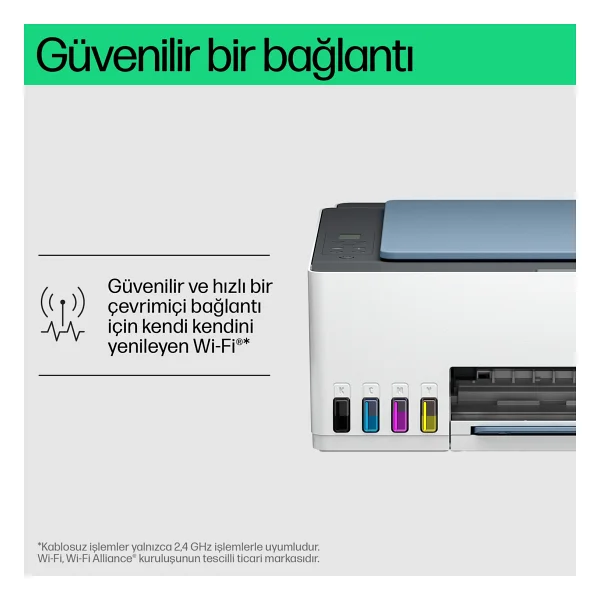 Hp Smart Tank 585 1f3y4a Wi-Fi + Tarayıcı + Fotokopi Renkli Çok Fonksiyonlu Mürekkep Püskürtmeli Yazıcı - Görsel 9