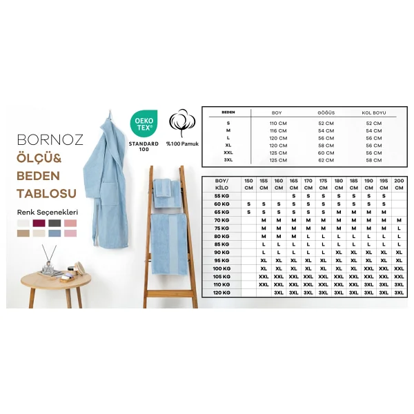 Soley Minerva Ekstra Yumuşak %100 Pamuk Kadın / Erkek Unisex Bornoz - Görsel 5