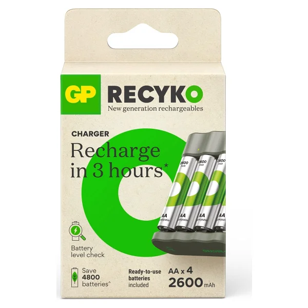 Gp Recyko B441 Pil Şarj Aleti + 2600 mAh 4'lü Şarjlı Aa Kalem Pil - Görsel 6
