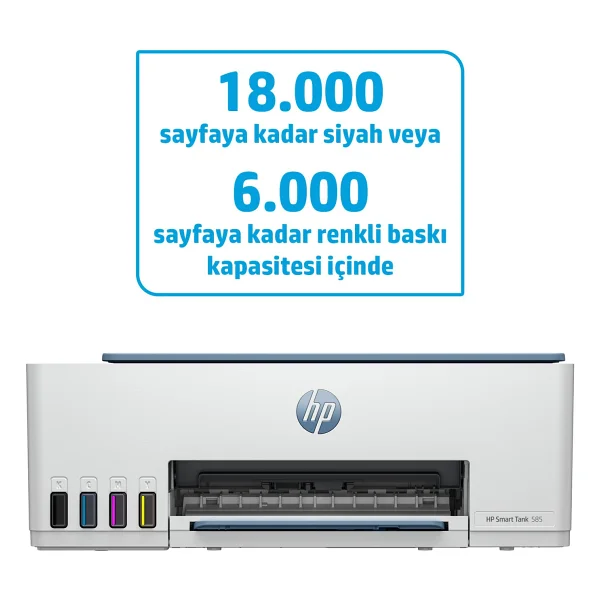 Hp Smart Tank 585 1f3y4a Wi-Fi + Tarayıcı + Fotokopi Renkli Çok Fonksiyonlu Mürekkep Püskürtmeli Yazıcı - Görsel 4