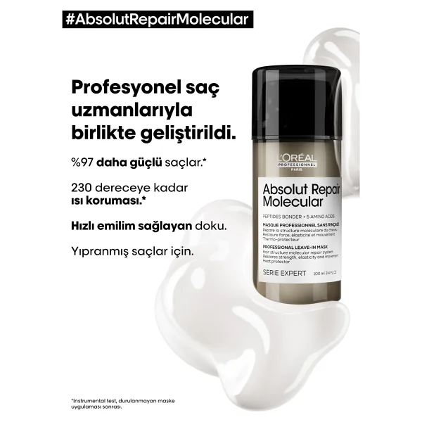 L'oreal Paris Absolut Repair Molecular 100 Ml Durulanmayan Saç Maskesi - Görsel 2