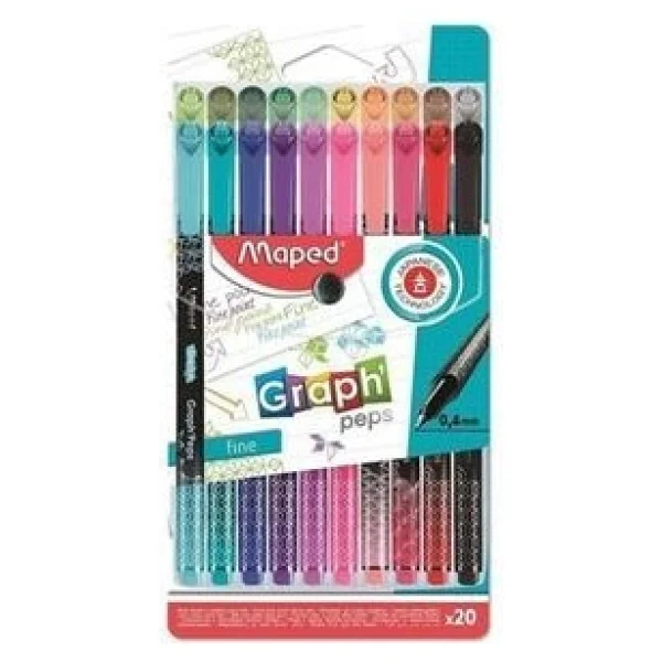 Maped Graph Peps 0.4 mm 20 Renk Fineliner Kalem