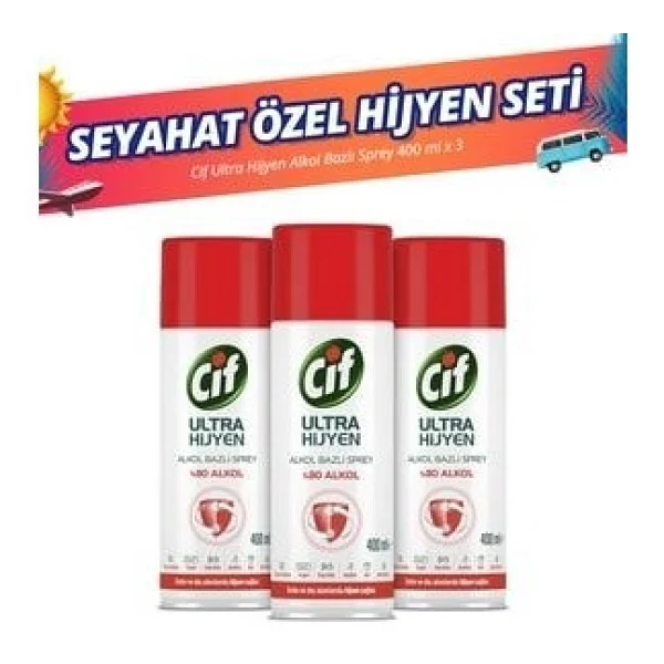 Cif Ultra Hijyen 400 Ml 3'lü Alkol Bazlı Sprey - Görsel 5