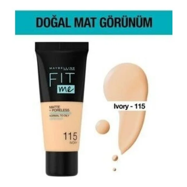 Maybelline Fit Me Matte + Poreless 115 Ivory 30 Ml Likit Fondöten - Görsel 2