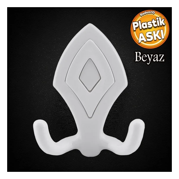 Badem10 Askı Askılık Sert Plastik Beyaz Vestiyer Duvar Askısı Dolap Elbise Askılığı - Görsel 6
