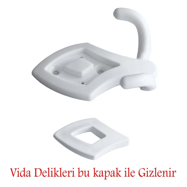Badem10 Askı Askılık Sert Plastik Beyaz Vestiyer Duvar Askısı Dolap Elbise Askılığı - Görsel 4