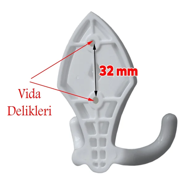 Badem10 Askı Askılık Sert Plastik Beyaz Vestiyer Duvar Askısı Dolap Elbise Askılığı - Görsel 5
