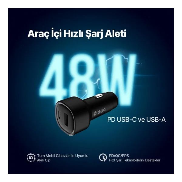 Ttec Smartcharger Duo 2ckp02cs 48 W Type-C Kablolu Hızlı Araç Şarj Aleti - Görsel 2