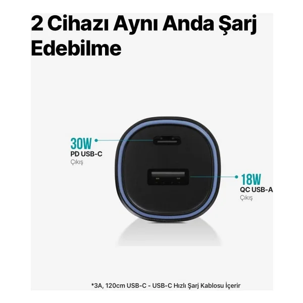 Ttec Smartcharger Duo 2ckp02cs 48 W Type-C Kablolu Hızlı Araç Şarj Aleti - Görsel 3