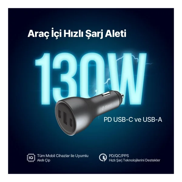Ttec Smartcharger Trio Pd 2ckp05s 130 W Hızlı Araç Şarj Aleti - Görsel 3