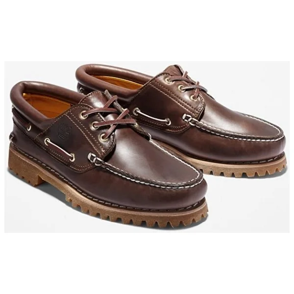 Timberland Authentic 3-Eye Lug Handsewn Tb0300032141 Koyu Kahverengi Erkek Tekne Ayakkabısı - Görsel 4