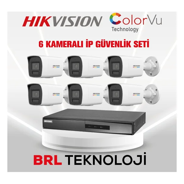 Hikvision 6 Kameralı 4 Mp Colorvu İp Güvenlik Kamera Seti Ds-2cd1047g2h-Lıuf (Dahili Mikrofonlu) - Görsel 2