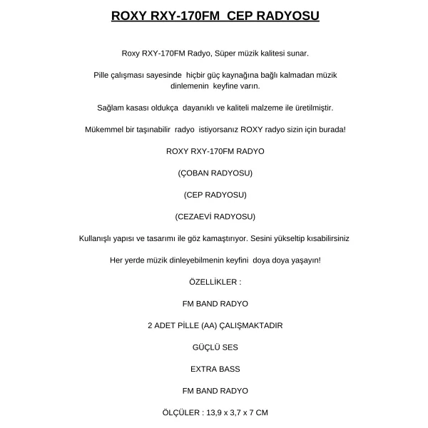Roxy Rxy-170fm Cep Tipi Mini Analog Radyo - Görsel 4
