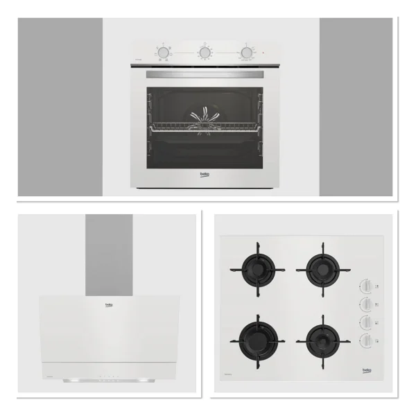 Beko Beyaz Cam Avantajlı Ankastre Set - 3'lü Ankastre Set (BFC 221 HB, BOCD T 6011 EHB, BDE 6050 HB)