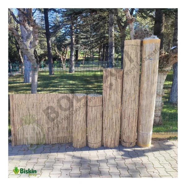 Bişkin 75 Cm X 300 Cm Afyonkarahisardan Misina Ipli Doğal Bambu Kamış Çit Bahçe Çiti Hasır Çit Gölgelik - 75 X 300 Cm - Görsel 2
