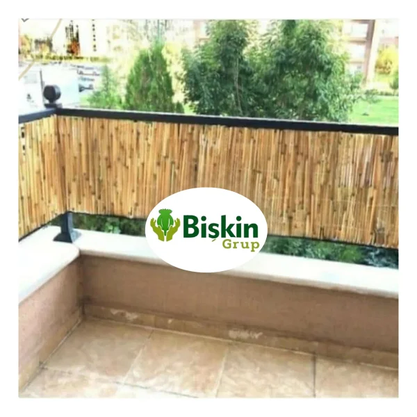 Bişkin 75 Cm X 300 Cm Afyonkarahisardan Misina Ipli Doğal Bambu Kamış Çit Bahçe Çiti Hasır Çit Gölgelik - 75 X 300 Cm - Görsel 4