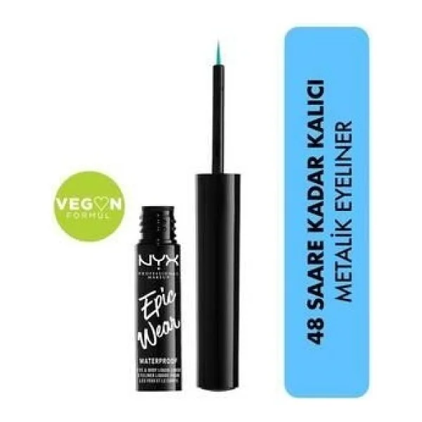 Nyx Epic Wear Metallic Liquid Eyeliner Teal Metal - Görsel 5