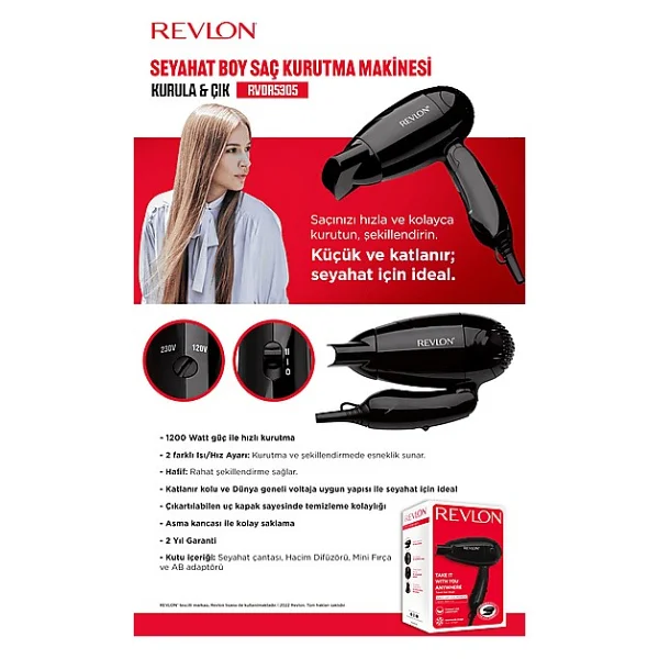 Revlon Rvdr5305 1200 W Seyahat Tipi Saç Kurutma Makinesi - Görsel 4