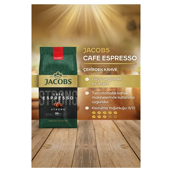 Jacobs Cafe Espresso Çekirdek Kahve 500 Gr X4 Dengeli Lezzet Ve Yoğun Aroma İle Taze Kahve - Görsel 2