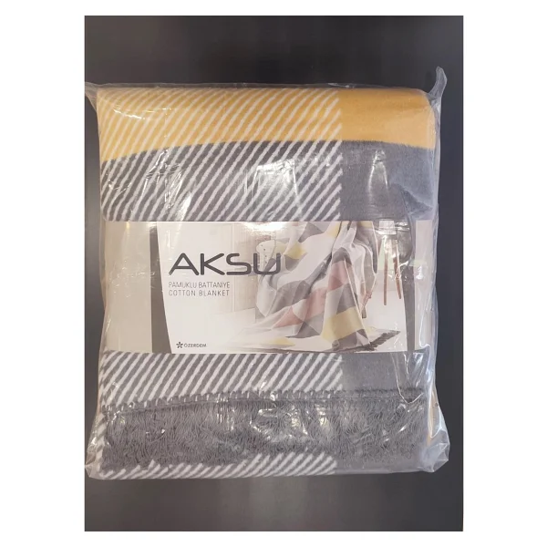 Aksu Çift Kişilik Pamuklu Battaniye - Bej - 180 X 220 Cm - Görsel 8