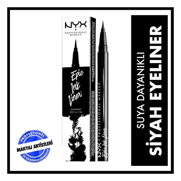 Nyx Professional Makeup 2'li Suya Dayanıklı Epic Ink Siyah Eyeliner Seti - Görsel 2