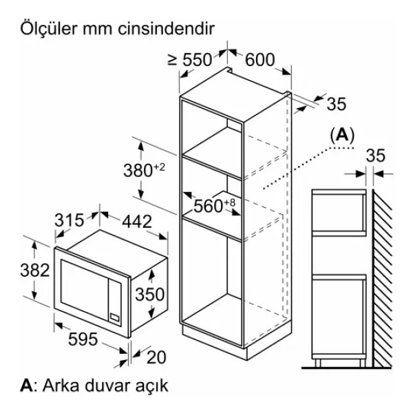 Bosch Serie 2 Bfl623mg3 20 Lt Ankastre Mikrodalga Fırın - Görsel 3