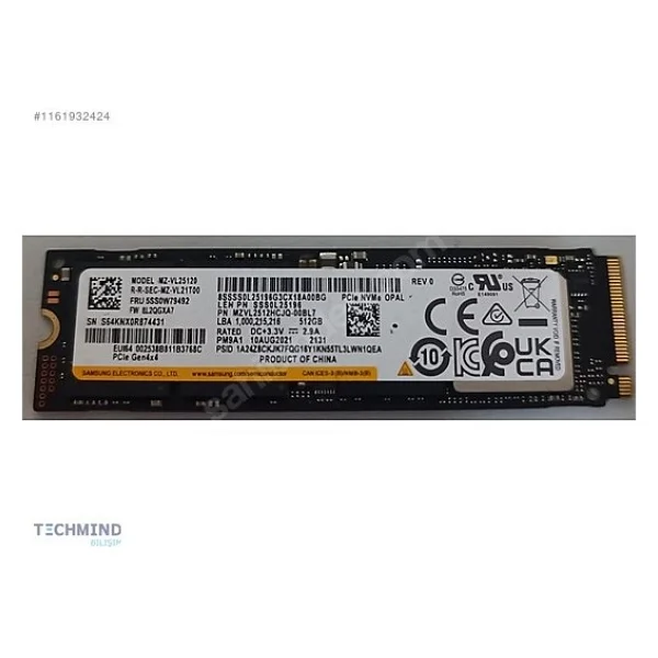 Samsung Pm9a1 Mzvl2512hcjq Pcı-Express 4.0 512 GB M.2 SSD - Görsel 2