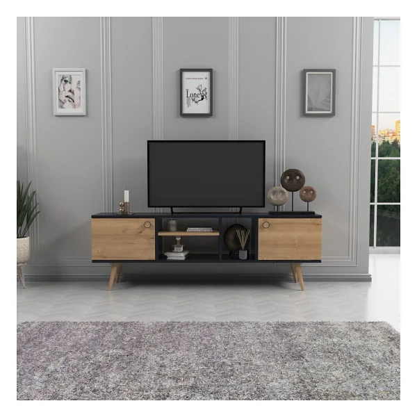 Lagomood Ewo TV Standı Antrasit Ceviz - Görsel 7