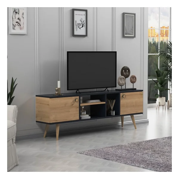 Lagomood Ewo TV Standı Antrasit Ceviz - Görsel 5