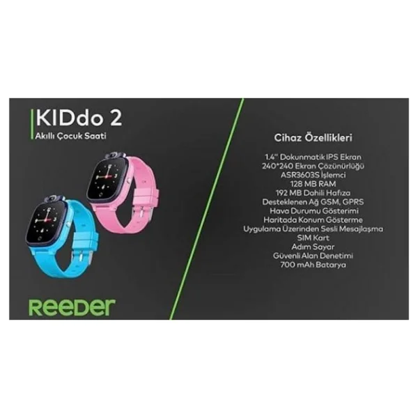 Reeder Kiddo 2 Pembe Akıllı Çocuk Saati - Görsel 4