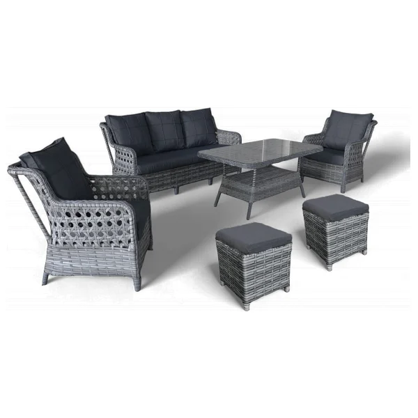 Monalin Home Garden I Elite 7 Kişilik Oturma Takımı (Kahverengi) I Rattan El Örgüsü Bahçe Mobilyası - Kahverengi - Krem - Görsel 8