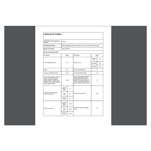 Profilo Cga142x0tr 9 Kg 1200 Devir Çamaşır Makinesi - Görsel 4