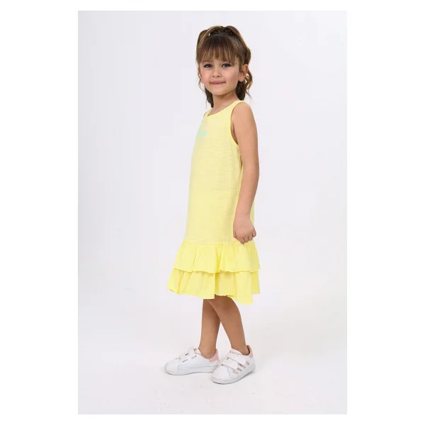 Toontoy Kız Çocuk Baskılı Elbise - 2 Yaş - Açık Sarı - Görsel 5