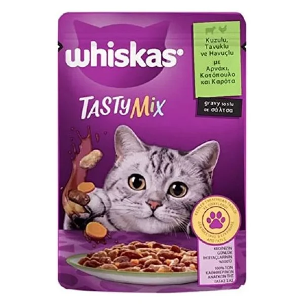 Whiskas Tasty Mix Kuzu Etli Tavuklu Ve Havuçlu 85 Gr 12'li Yetişkin Kedi Yaş Maması - Görsel 2