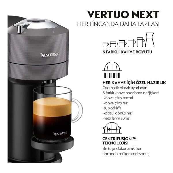 Nespresso Vertuo Next Gri Kapsül Kahve Makinesi - Görsel 2