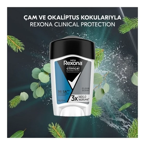Rexona Men Clinical Protection Clean Scent 45 Ml Erkek Stick Deodorant - Görsel 6