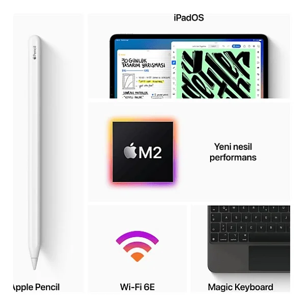 iPad Pro 6. Nesil Wi-Fi 512 GB 12.9" Mnxv3tu/A Gümüş Tablet - Görsel 4