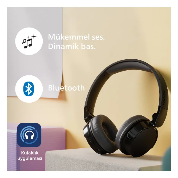 Philips Tah3209bk Siyah Kulak Üstü Bluetooth Kulaklık - Görsel 2