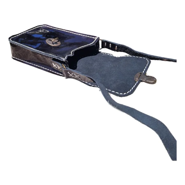 Semiramis Dionysos Ss10 Model El Yapımı Vintage Unisex El Dikişi Crazy Deri Küçük Boy Çanta Telefon Çantası - Görsel 3